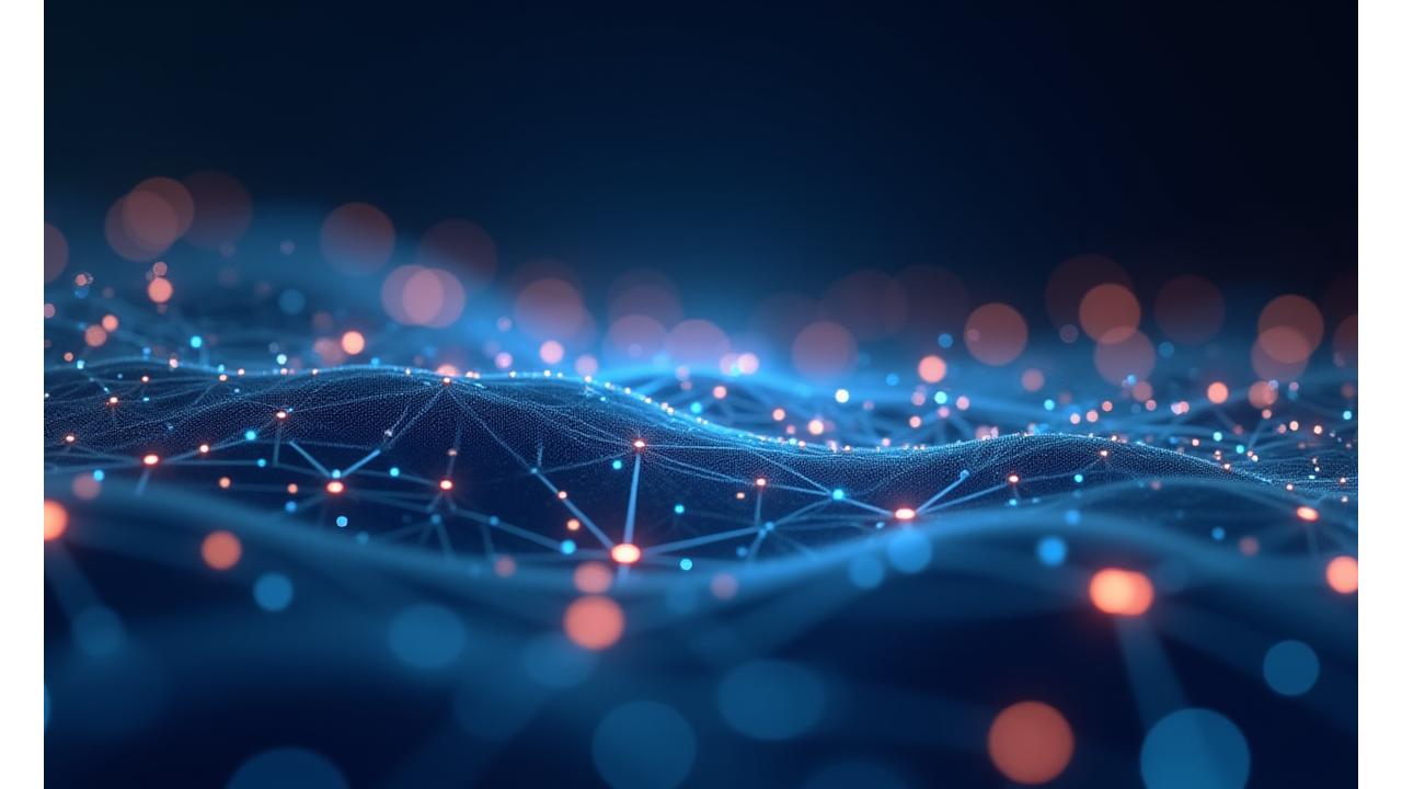 Futuristisk digitalt landskap med datanettverk